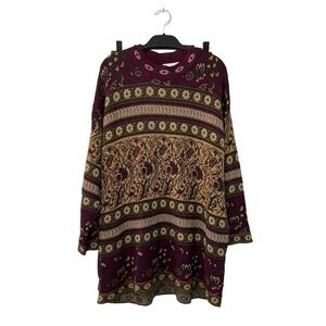Express Tricot Vintage Size Large SET Mock Sweater Faux Wrap Skirt Boho Indie